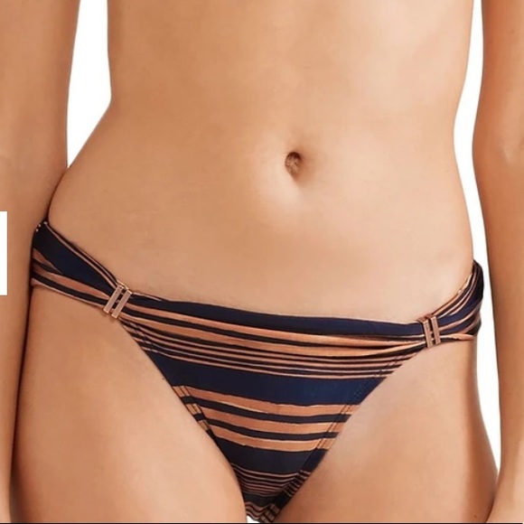 Vix Paula Hermanny Other - Vix Paula Hermanny Isabela Bia Gold & Blue Striped Bikini Brief Bottoms NWT XL